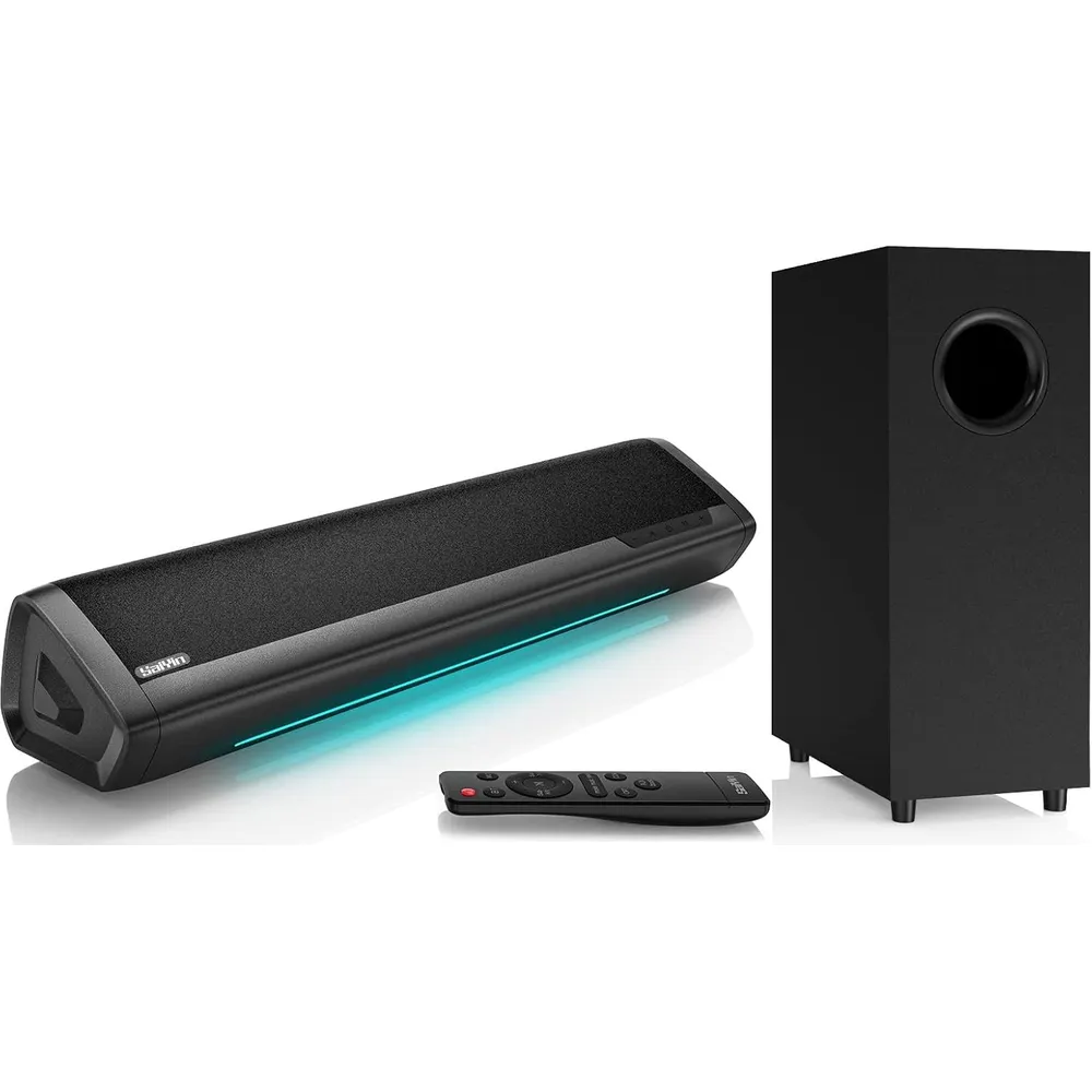 Barra de sonido Saiyin negra con subwoofer y control remoto