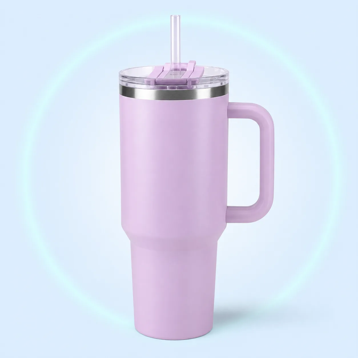Representación de vaso térmico Stanley Quencher H2.0 de 30 oz color Soft Orchid